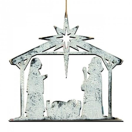 DESIGNOCRACY Nativity Holy Night Wooden Ornament 99951O